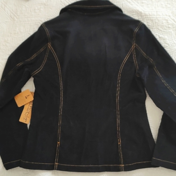 Jeanstar Womens Navy Blue Distressed Corduroy Jean Jacket/Blazer NWT /Size L - Picture 5 of 11